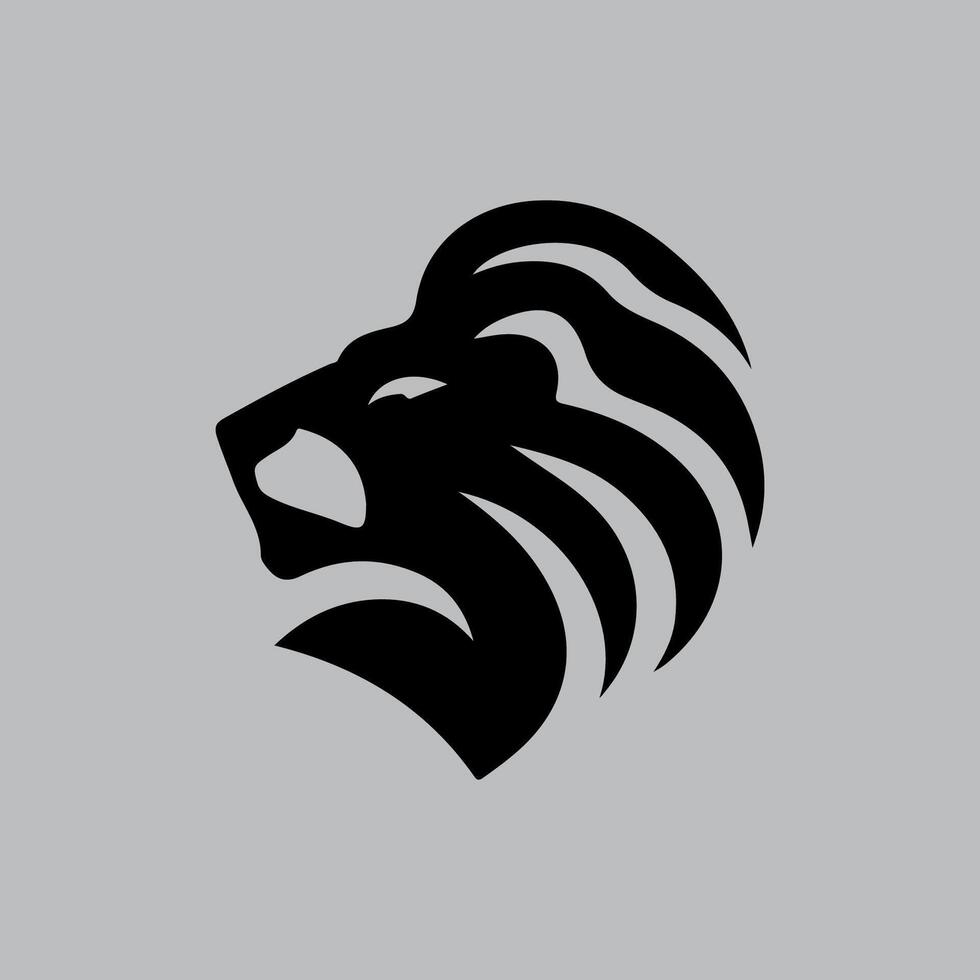 minimalist black lion head logo design vector