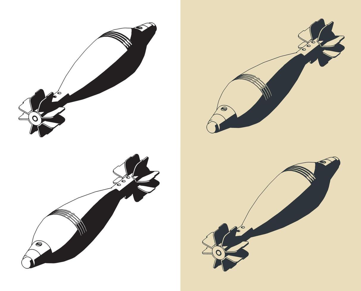 Mortar shell illustrations vector