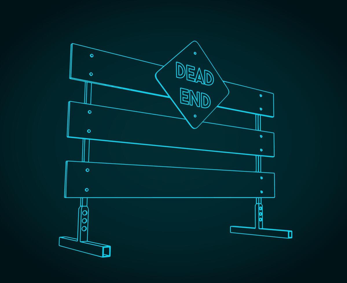 Dead end and traffic barrier illustration vector