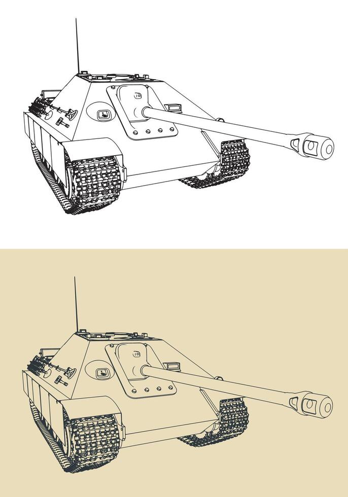 Heavy German self-propelled artillery unit of wwii illustrations vector