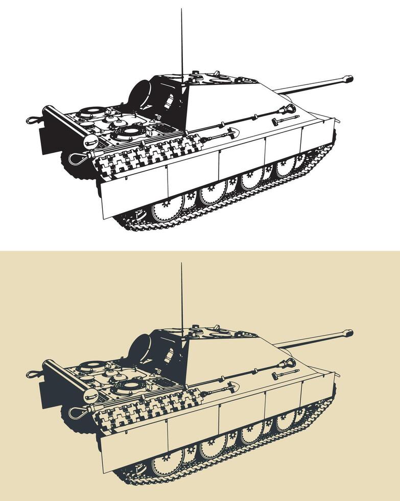 Heavy German self-propelled artillery unit illustrations vector