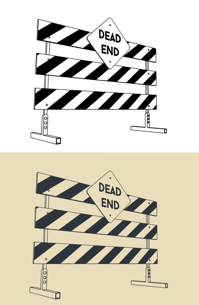 Dead end and traffic barrier vector