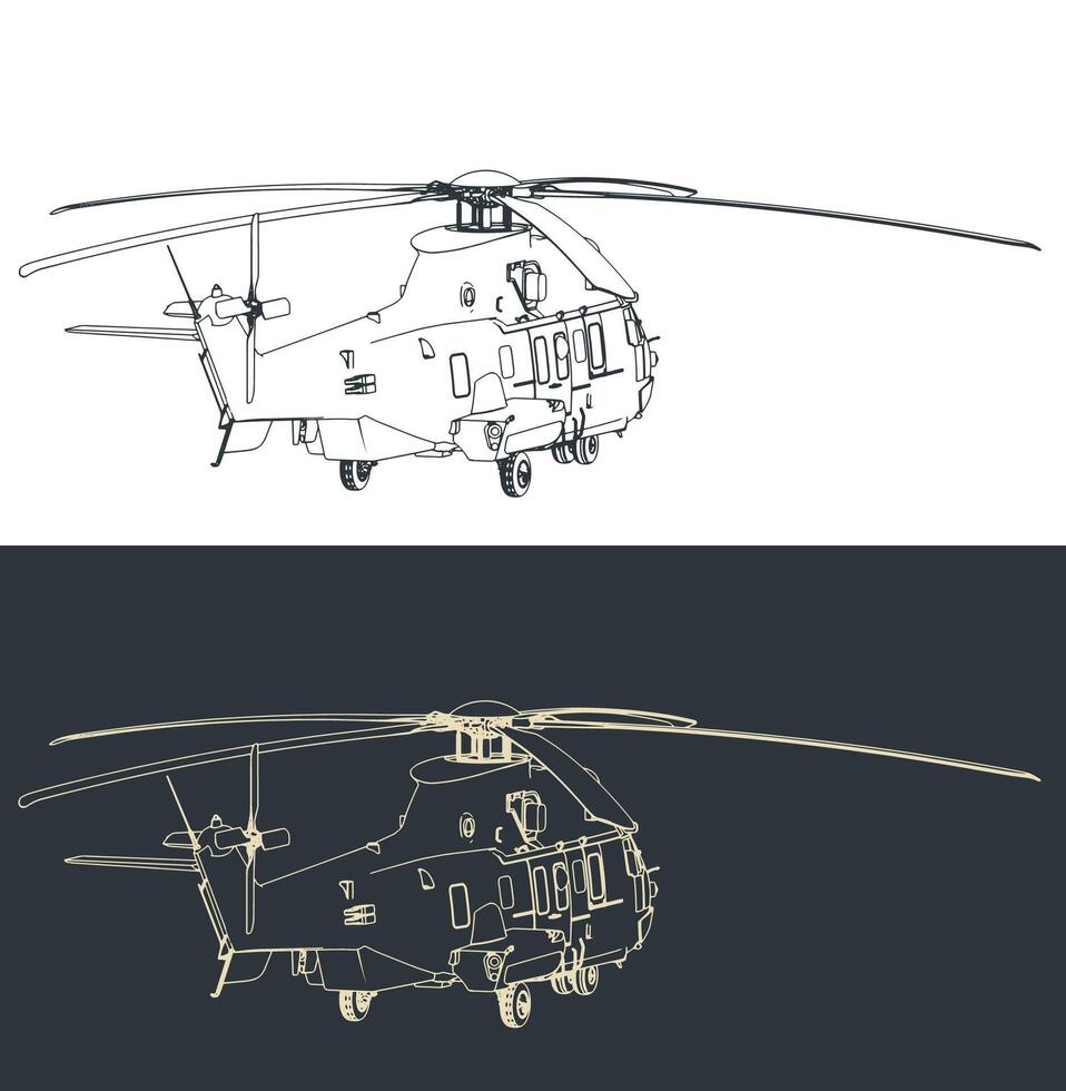 Tactical military transport helicopter vector