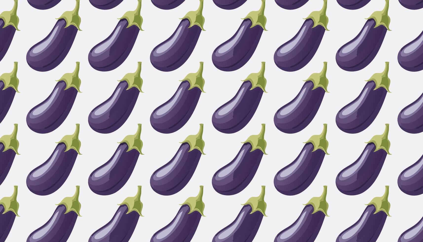 Seamless pattern with purple eggplants on white background. vector