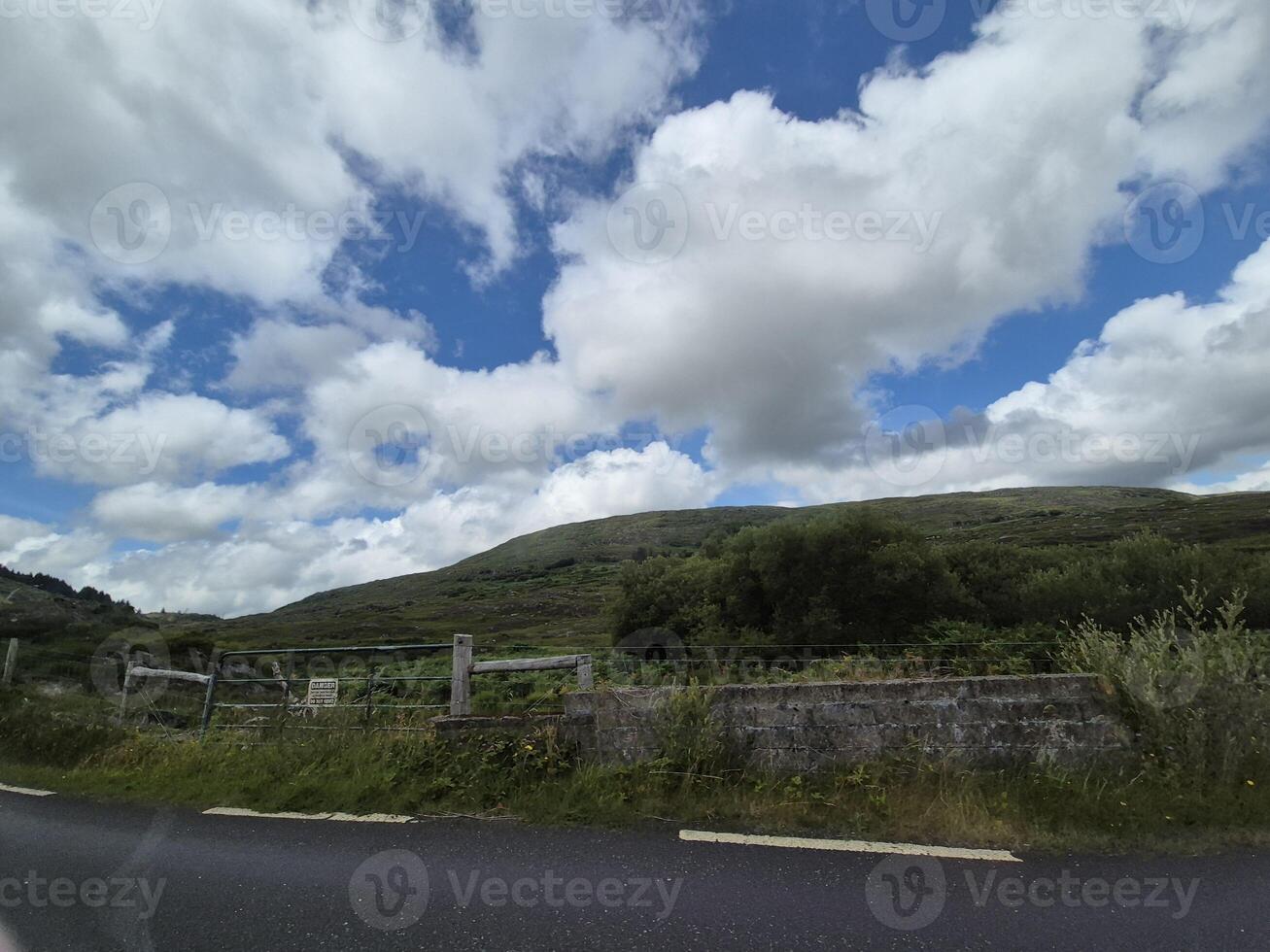 Natural landscape with fluffy cumulus clouds photo