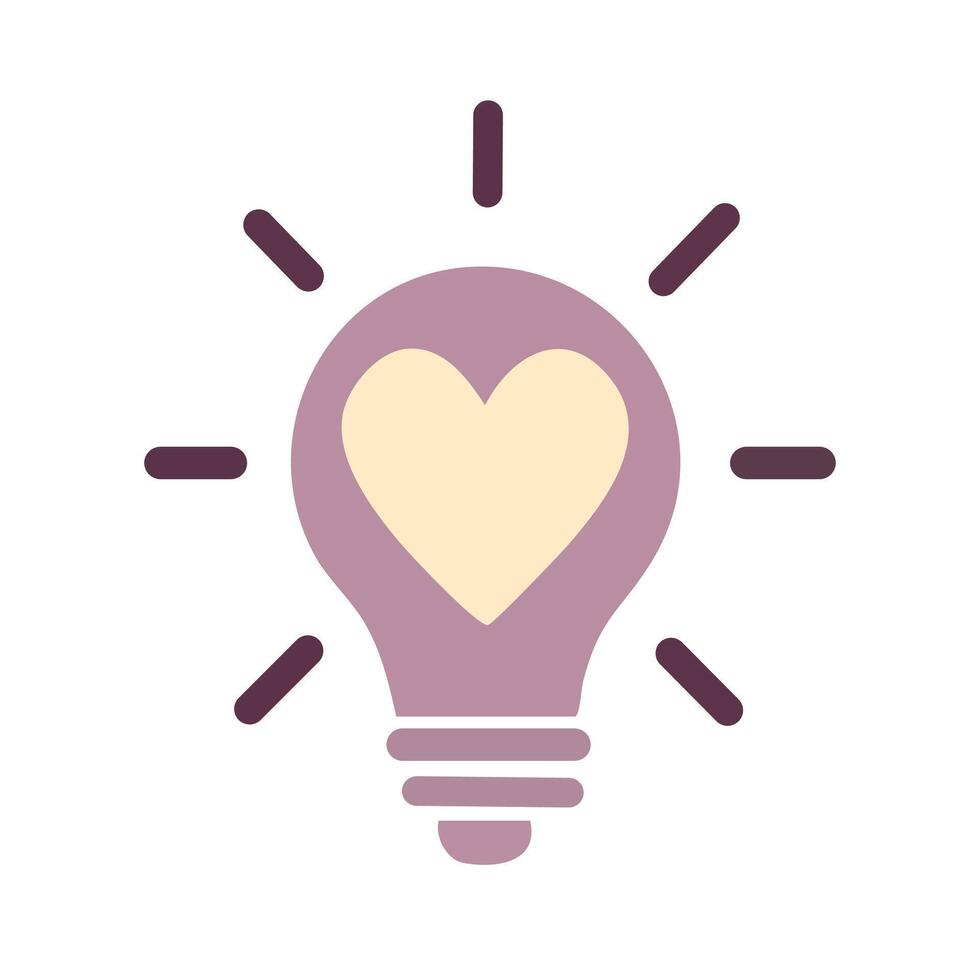 bulb light with heart icon illustration design graphic flat and simple vector