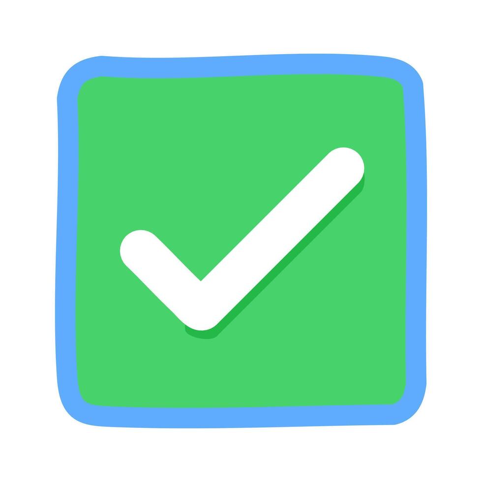 Check mark on green square. Tick approval icon. illustration. vector