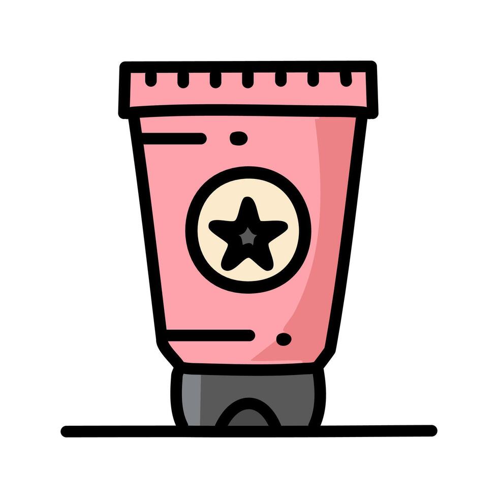 Cosmetic cream bottle illustration, filled design editable outline icon vector