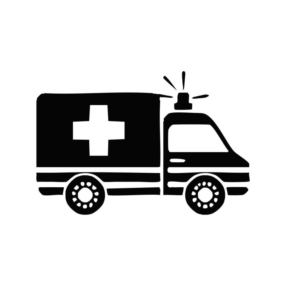 ambulance car silhouette style icon design of Medical care health emergency aid exam clinic and patient theme illustration vector