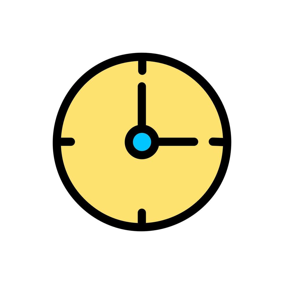 Clock icon in yellow and black vector