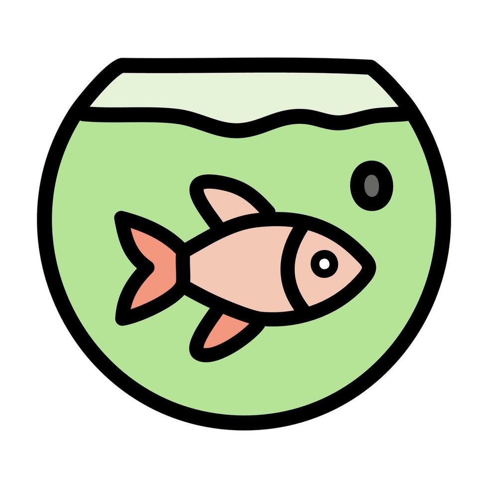 Fishbowl . Abstract fish swimming in aquarium icon. vector