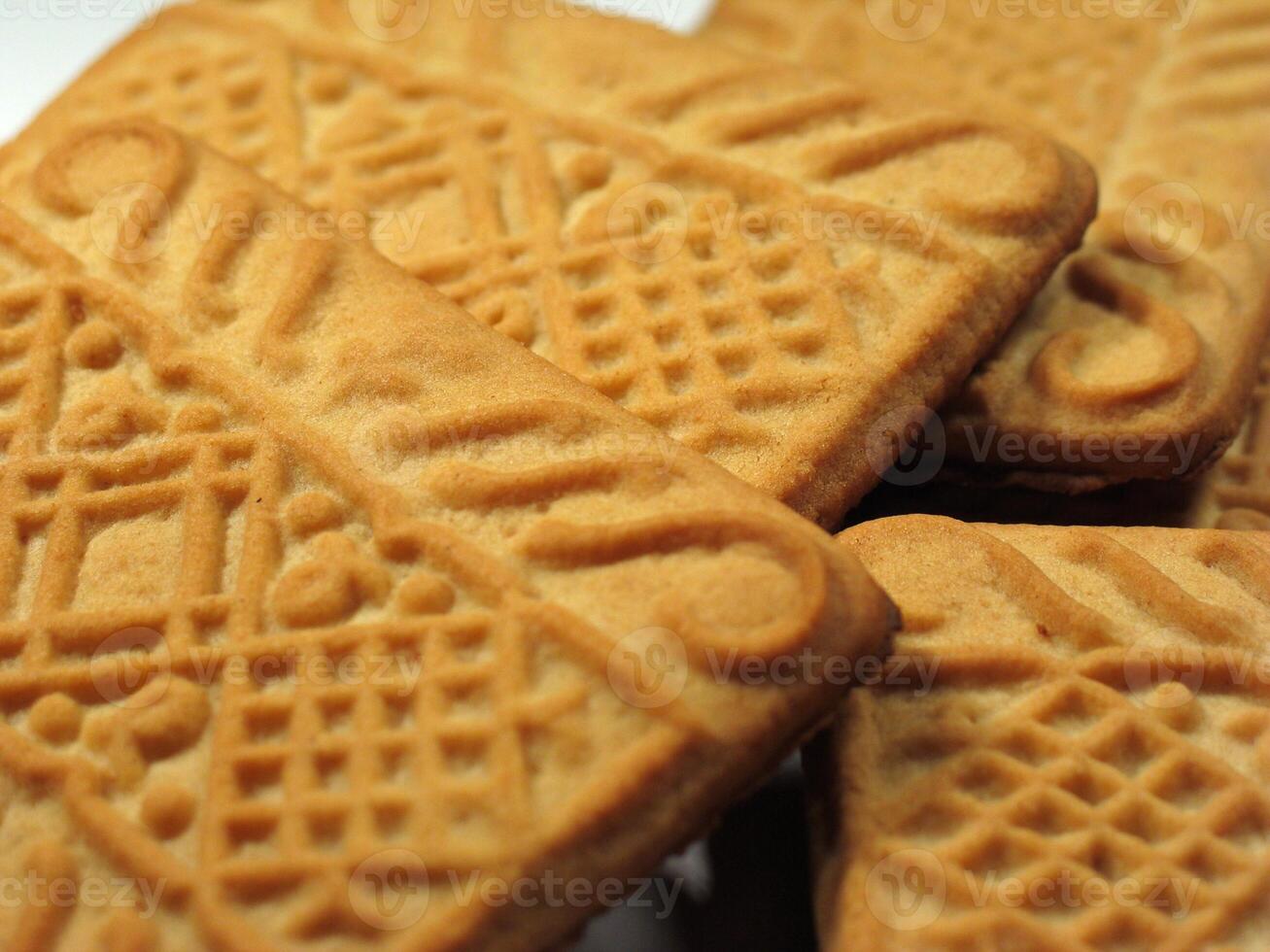 Cookies close view on white background photo