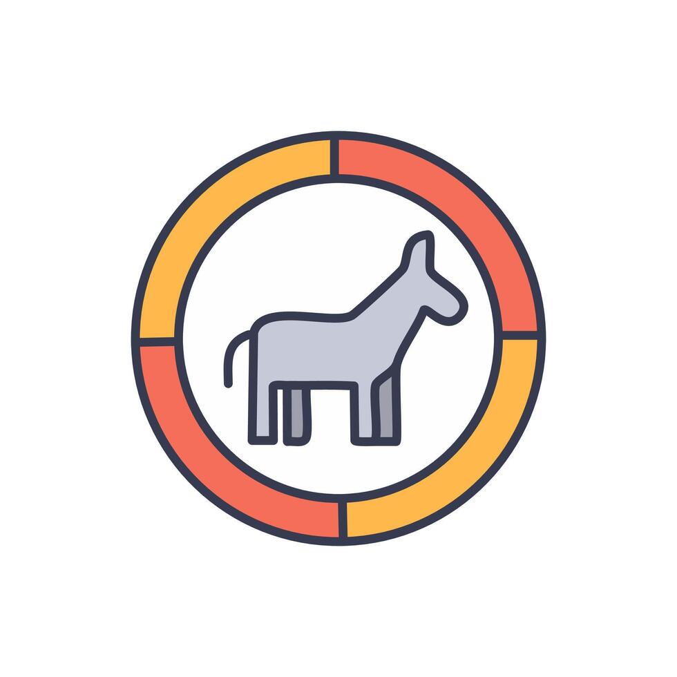 Donkey flat color icon on the white background. illustration. vector