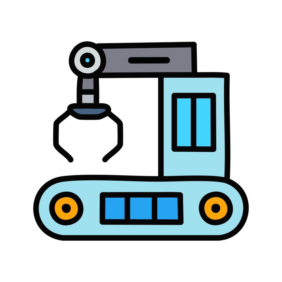 Robotic arm . Blue color crane icon editable outline. vector