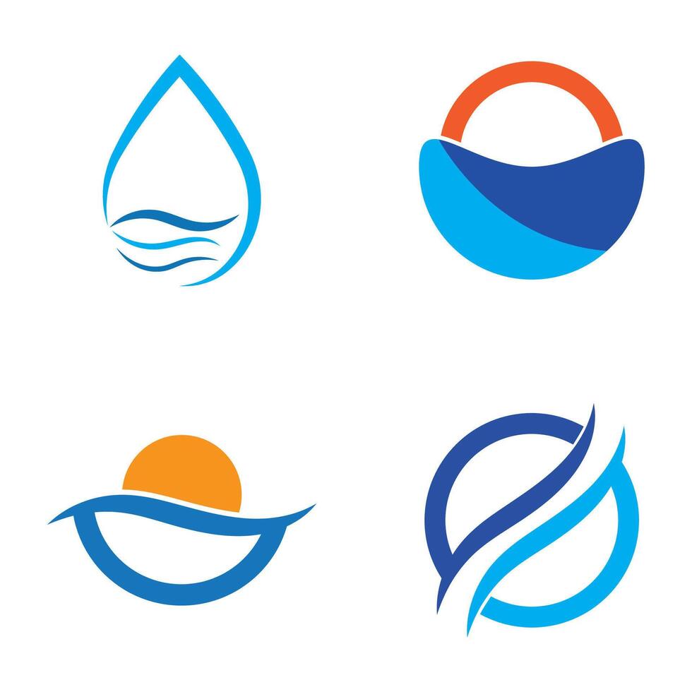 four different logos with water and sun in them vector