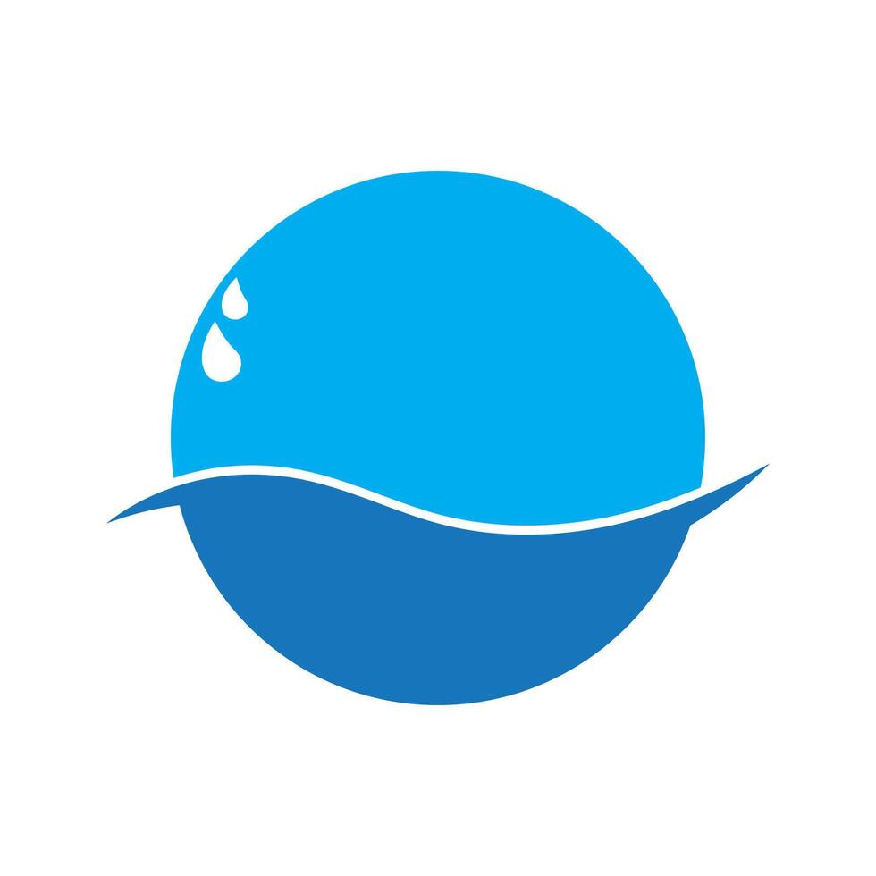 a blue circle with water drops on it, water bubble, vector