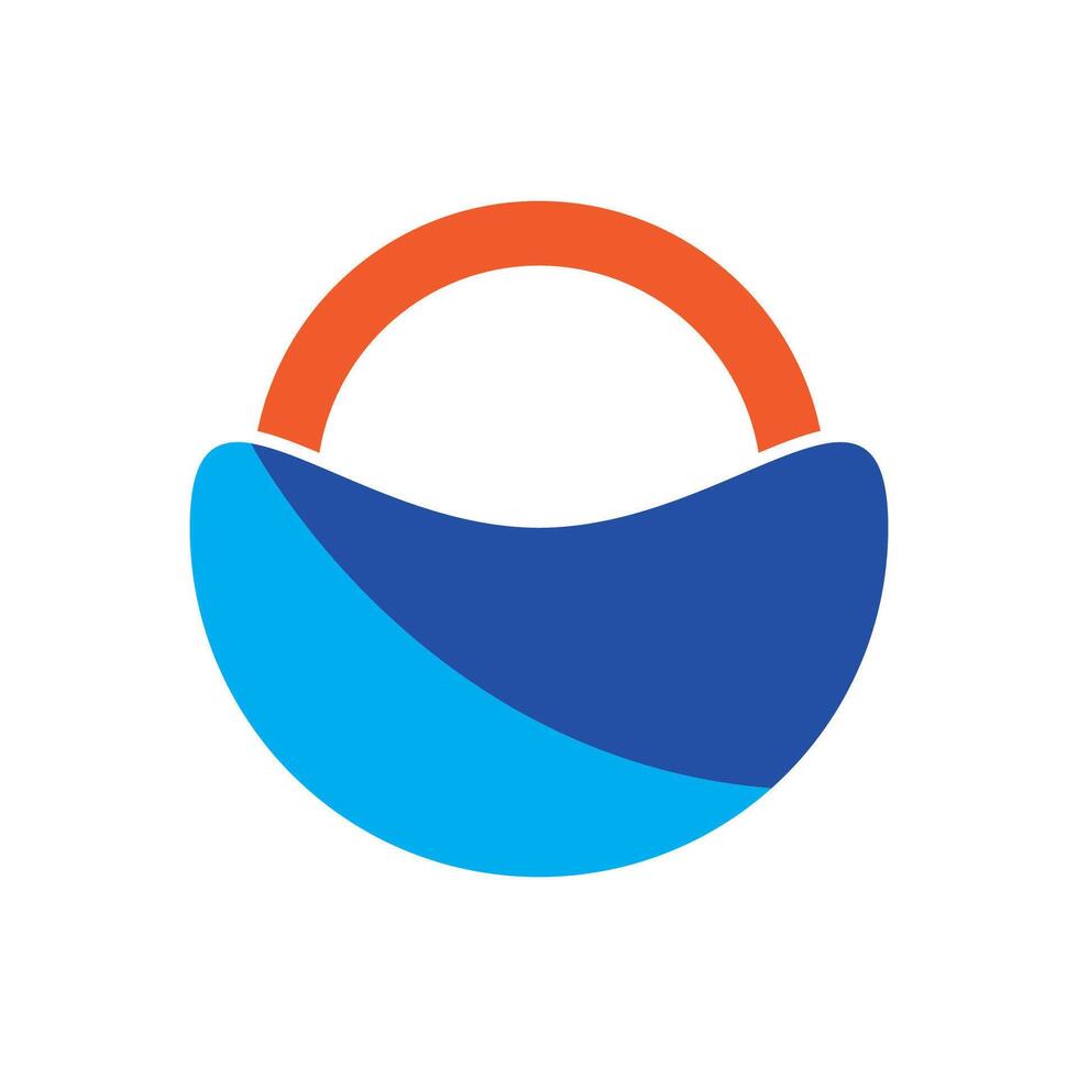 a blue and orange circle with a red ring on top vector