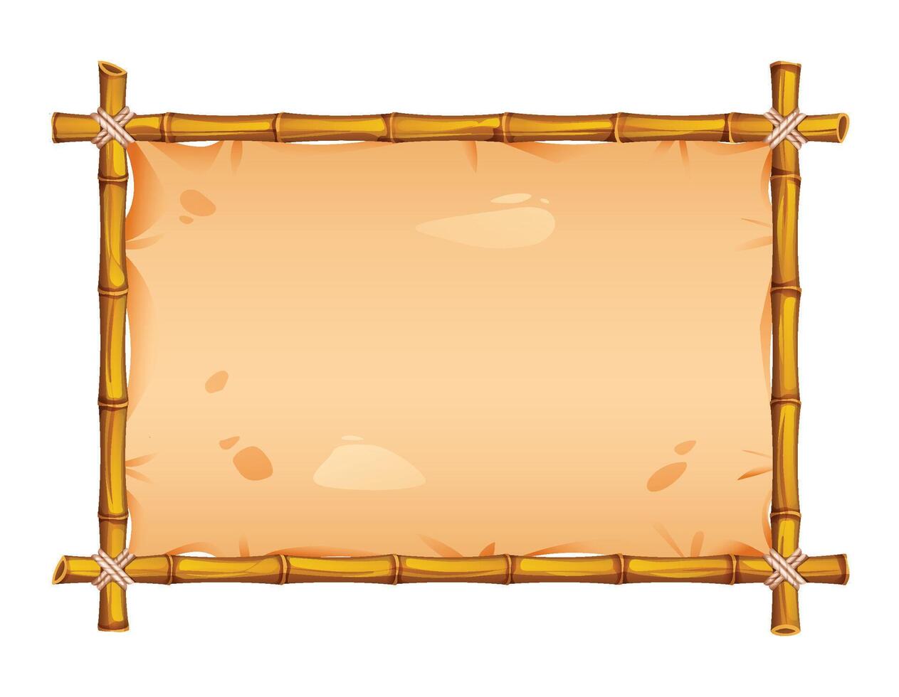 Bamboo frame with parchment, ideal for banners or nature themed designs. Cartoon illustration vector