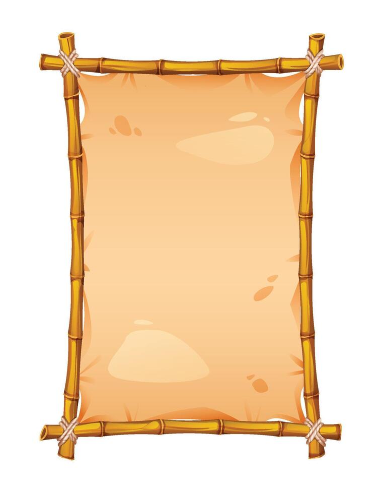 Bamboo frame with parchment decorative background. Perfect for creative designs. Cartoon illustration vector