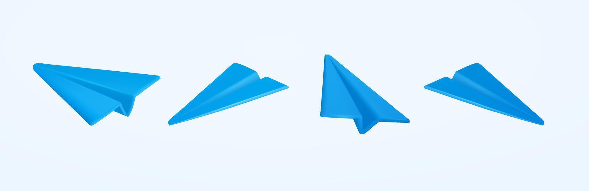 Blue paper airplane icon on white background. Innovation business financial. Business communication applications. Marketing concept. Modern trendy design. 3d illustration vector