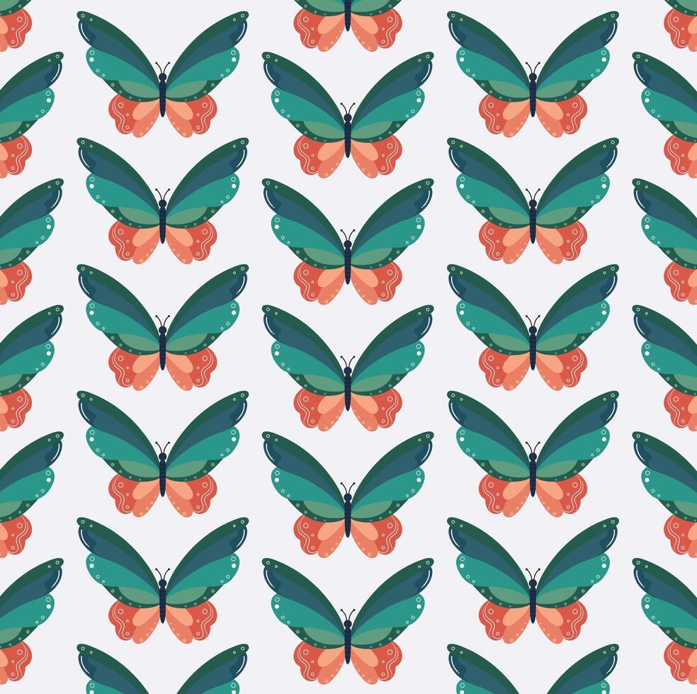 a Mystic Boho insect and butterfly pattern illustration featuring magical moth elements. Esoteric retro butterflies on a neutral colored background vector