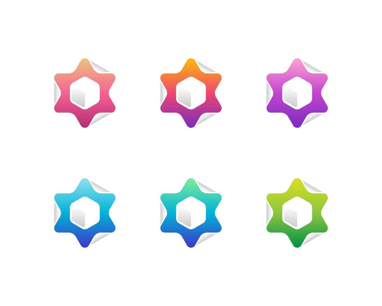 Star flip hexagon logo gradient vector