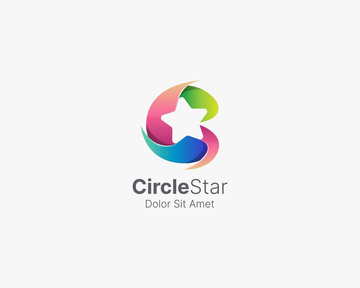 Abstract colorful shape with negative star logo vector
