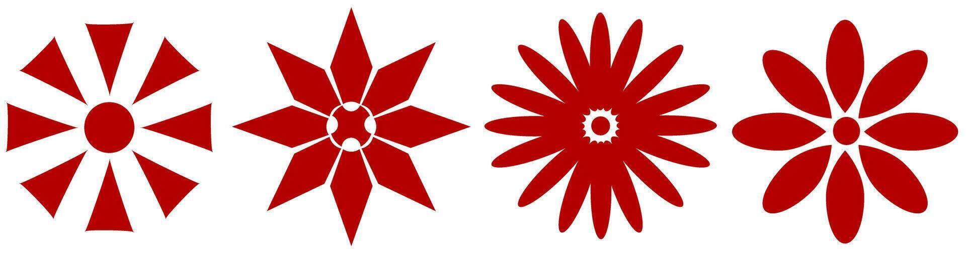 set of red flowers, flowers elements, flower shapes vector