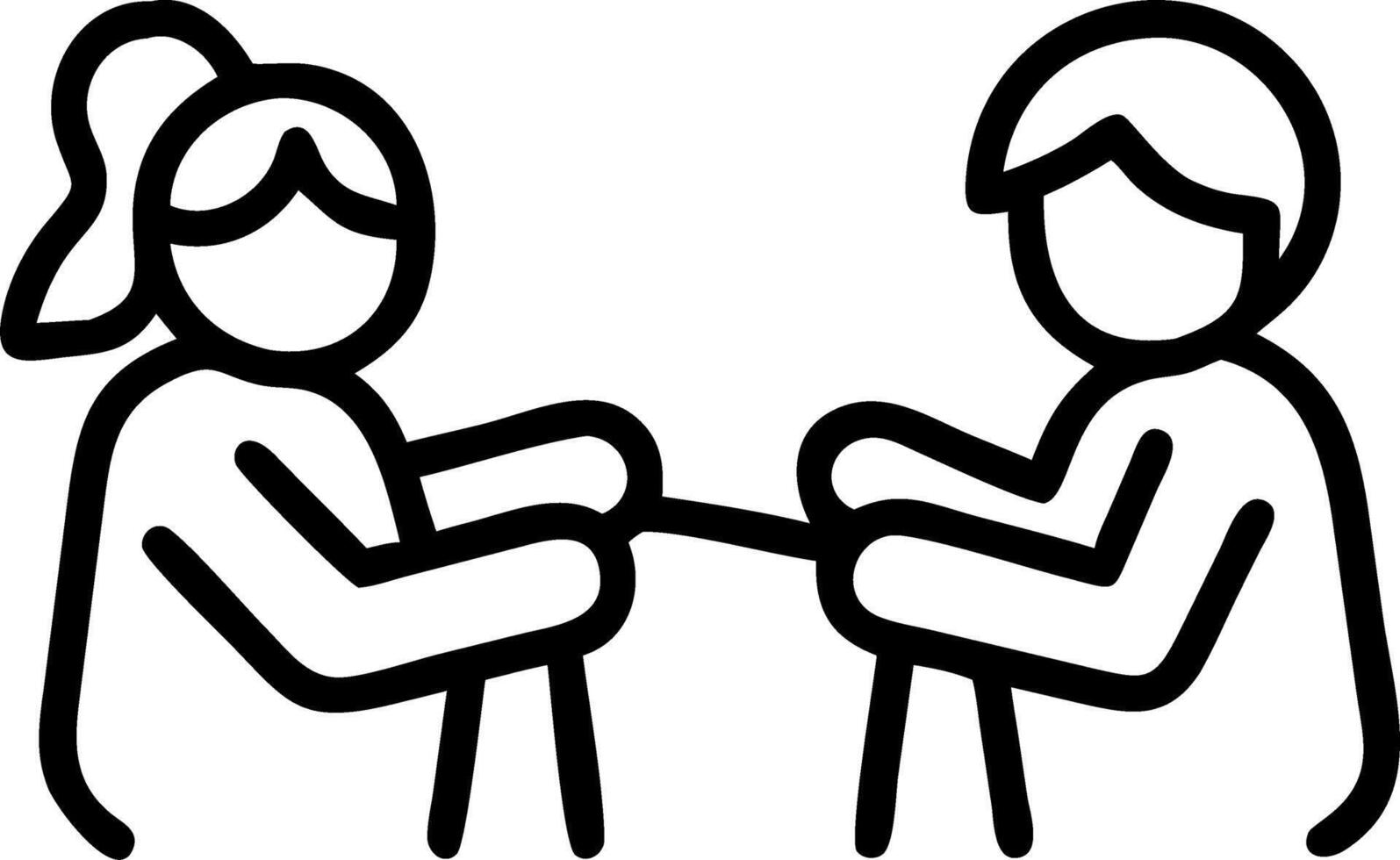 A teenage girl and her elderly aunt knitting scarves together in a bright sunroom with space for text vector