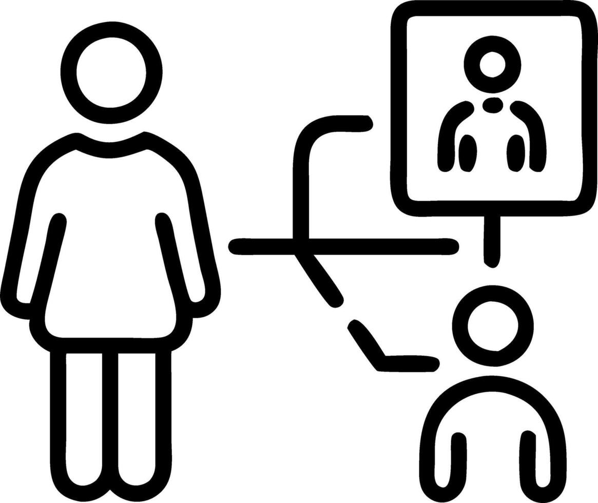 Close up of a holographic family tree being explored by a young child and their elderly parent vector