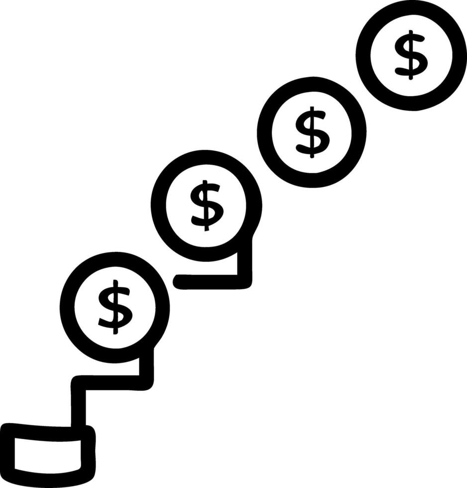 Floating staircase made of coins ascending isolated on white background vector