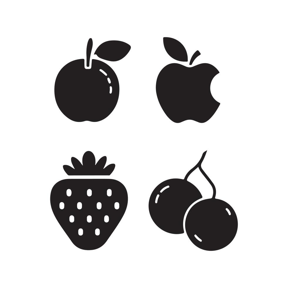 black filled fruits icon silhouette vector