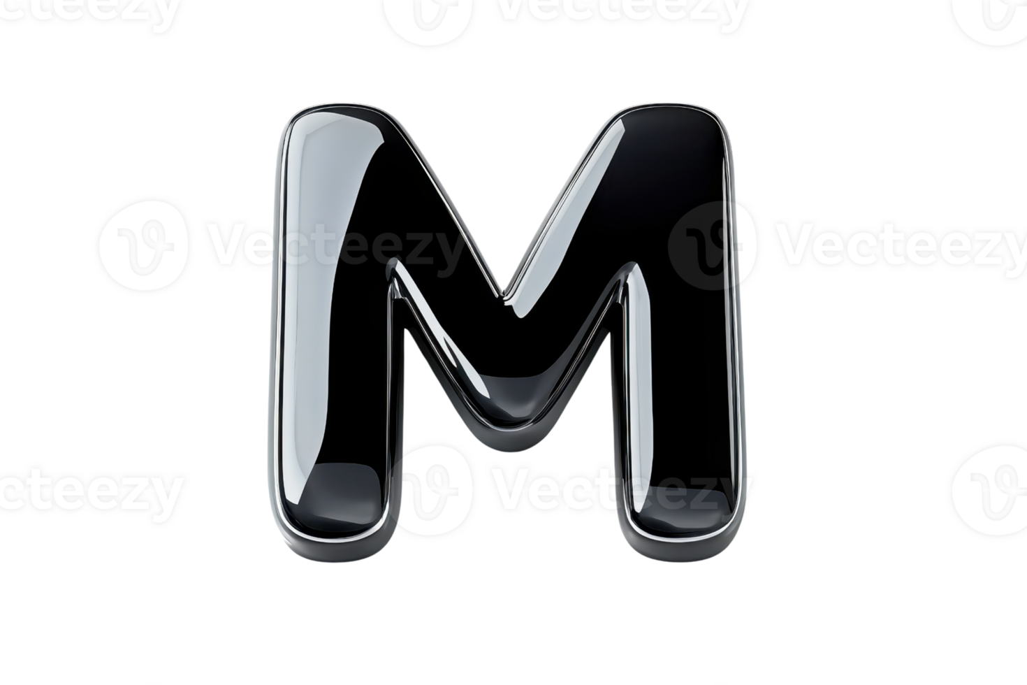 A sleek, glossy letter M with a modern design that highlights smooth curves and reflections. png