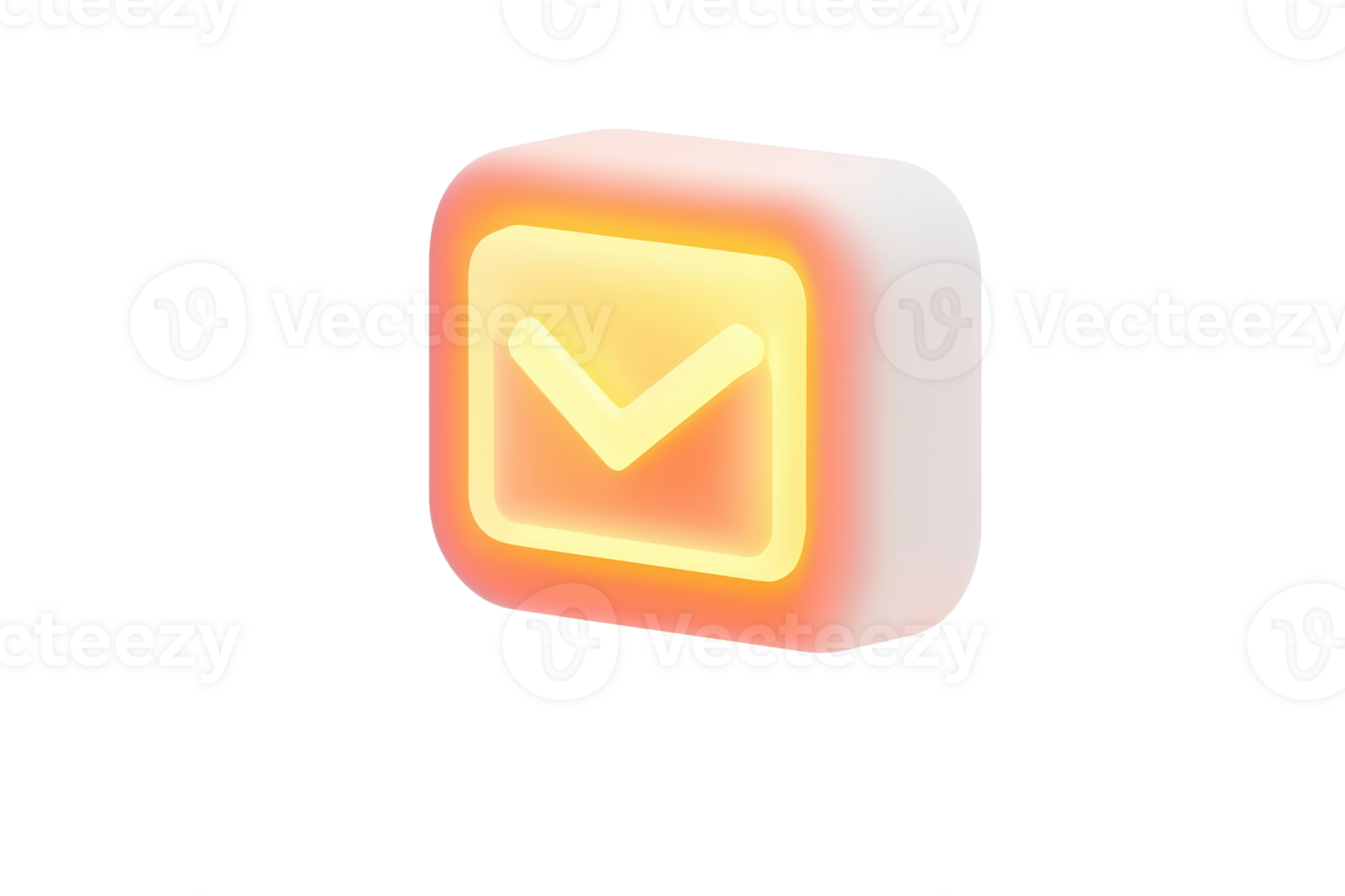 A glowing email icon with an envelope design, featuring soft edges and a contemporary aesthetic. png