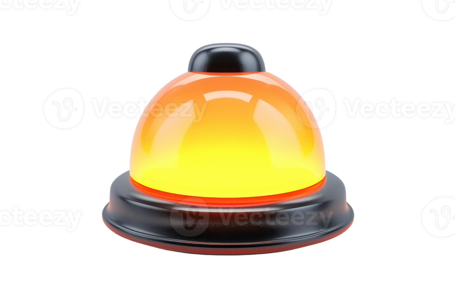 A brightly lit, dome-shaped signal light with a black base, featuring a gradient of orange to yellow. png