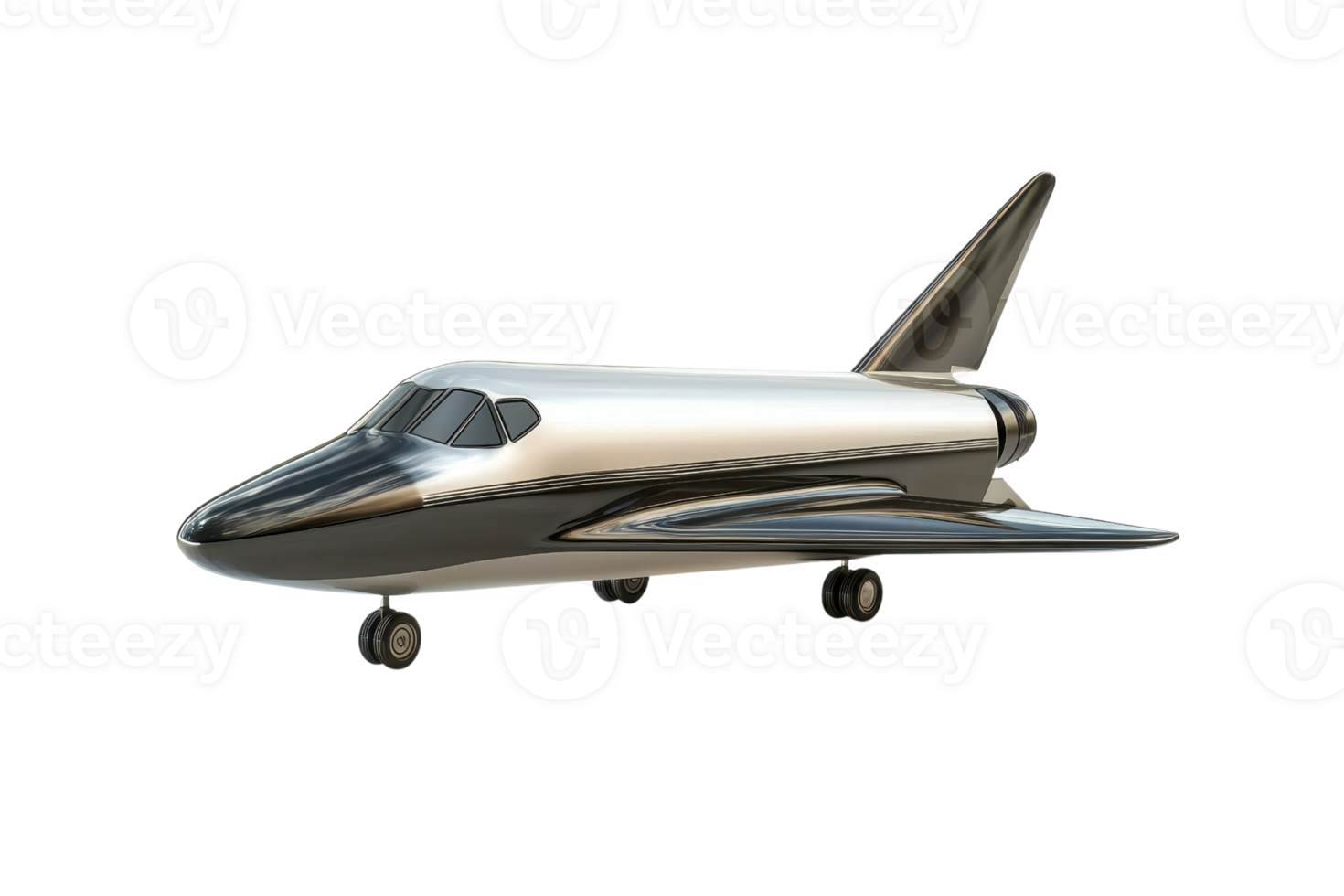 A sleek, metallic model of a space shuttle, featuring a streamlined design and prominent wings. png