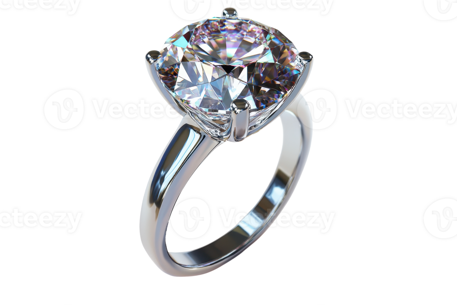 A stunning silver ring featuring a large, sparkling gemstone at the center, showcasing brilliance and elegance. png