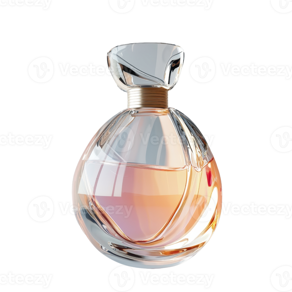 Elegant perfume bottle with a sleek design, featuring a gradient of soft hues, capturing the essence of luxury and sophistication. png