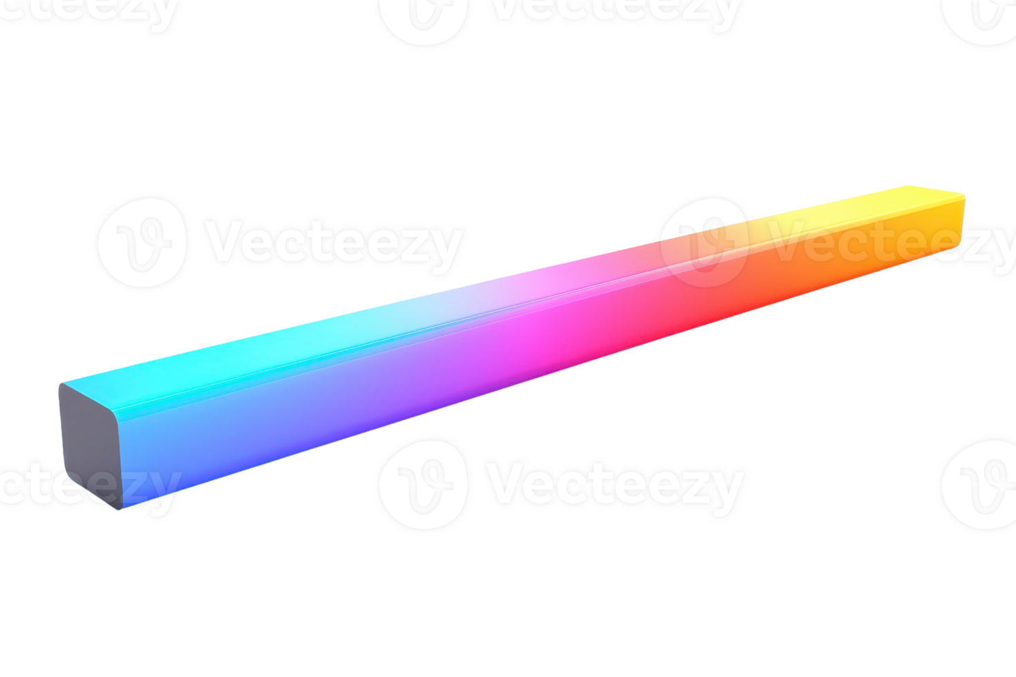 A long, rectangular object displays a vibrant gradient of colors, transitioning from blue to pink and yellow. png