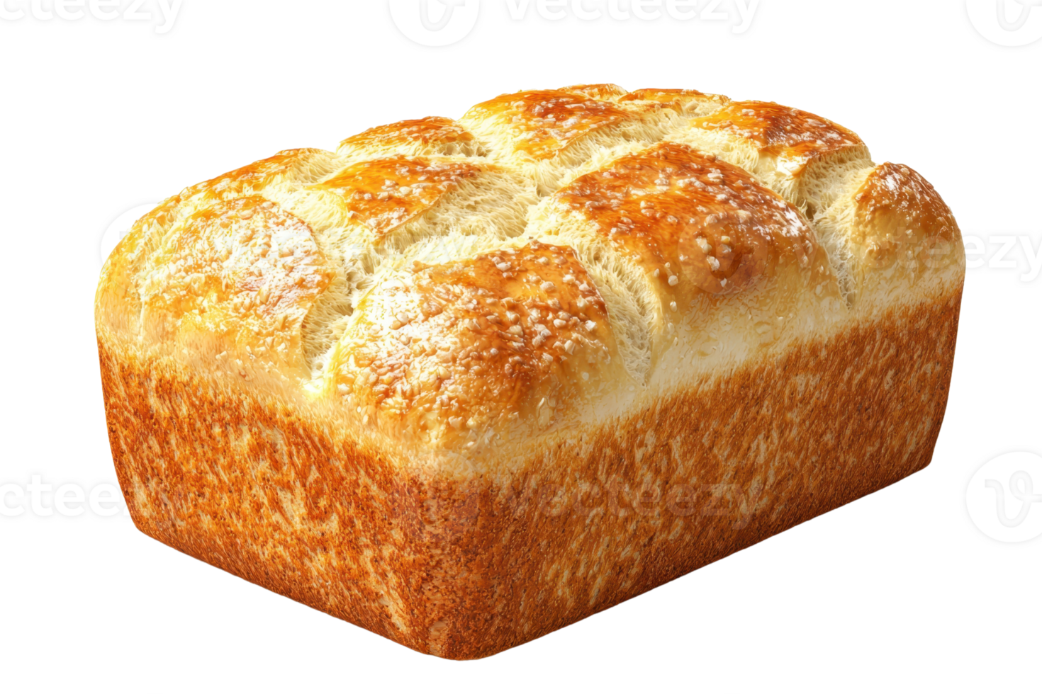 A freshly baked loaf of bread with a golden crust and soft, fluffy interior, showcasing its appealing texture and shape. png