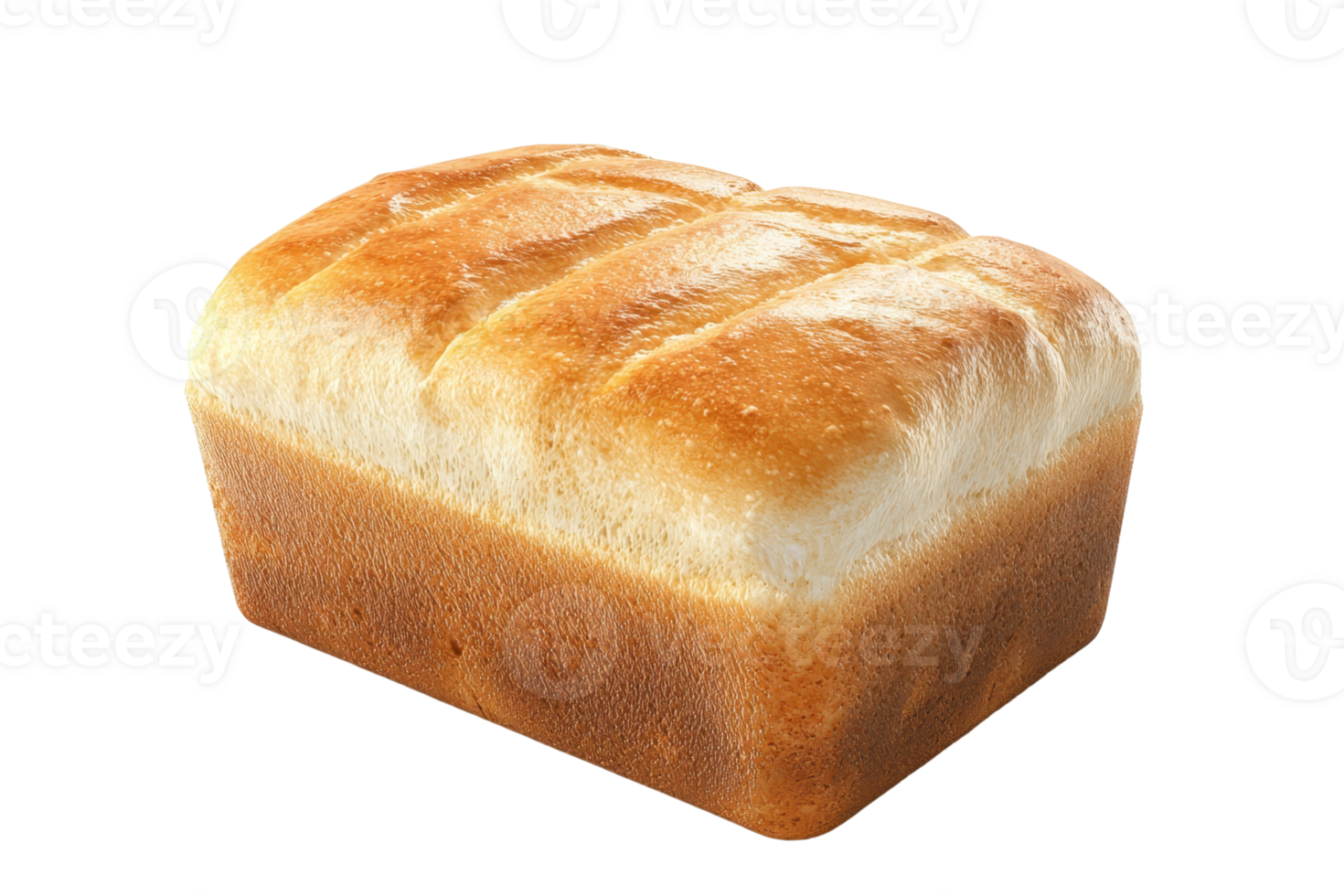 A fresh, golden-brown loaf of bread with a soft, fluffy texture and distinct scoring on the top. png