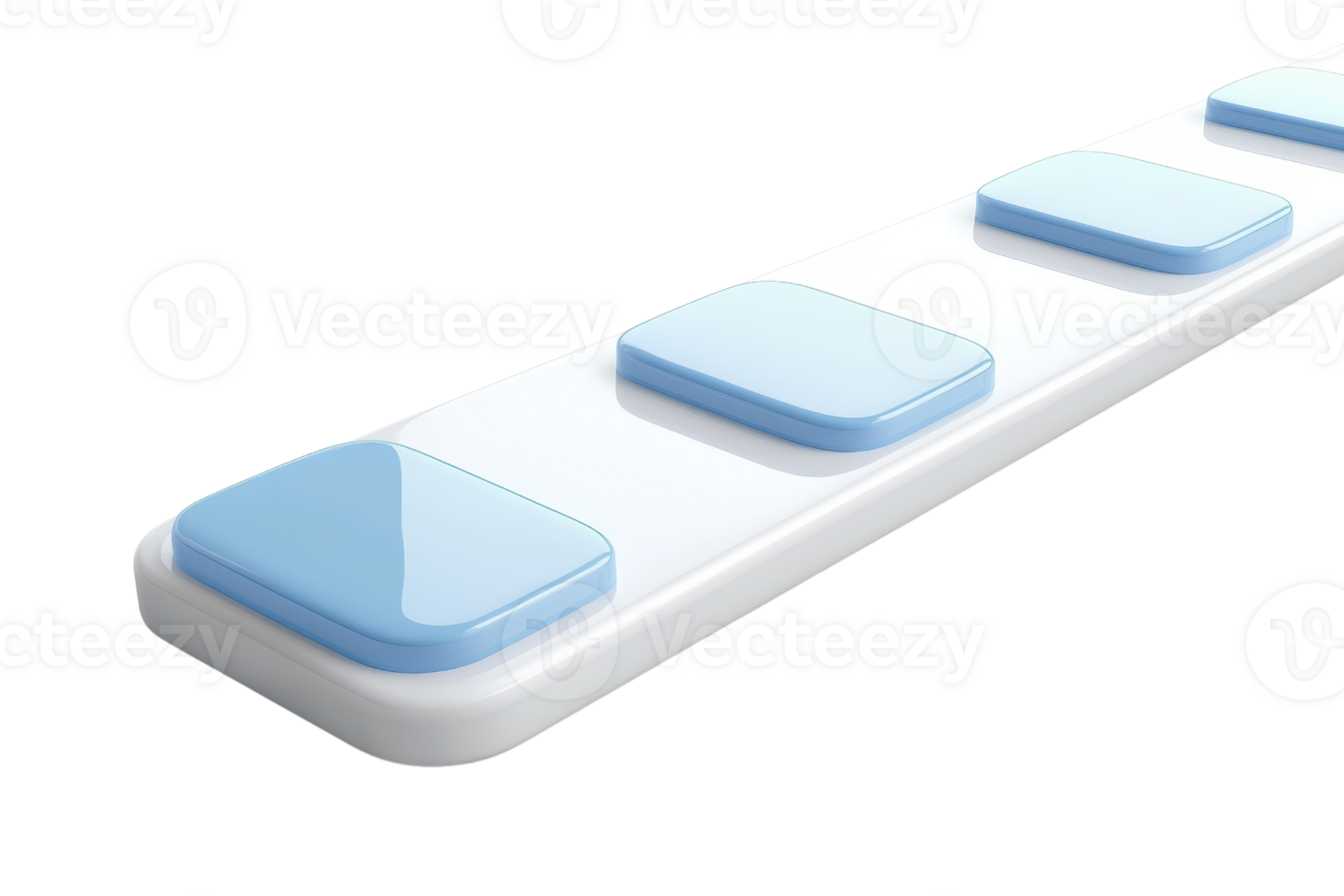A sleek, modern control panel featuring four blue buttons arranged in a row on a white surface. png