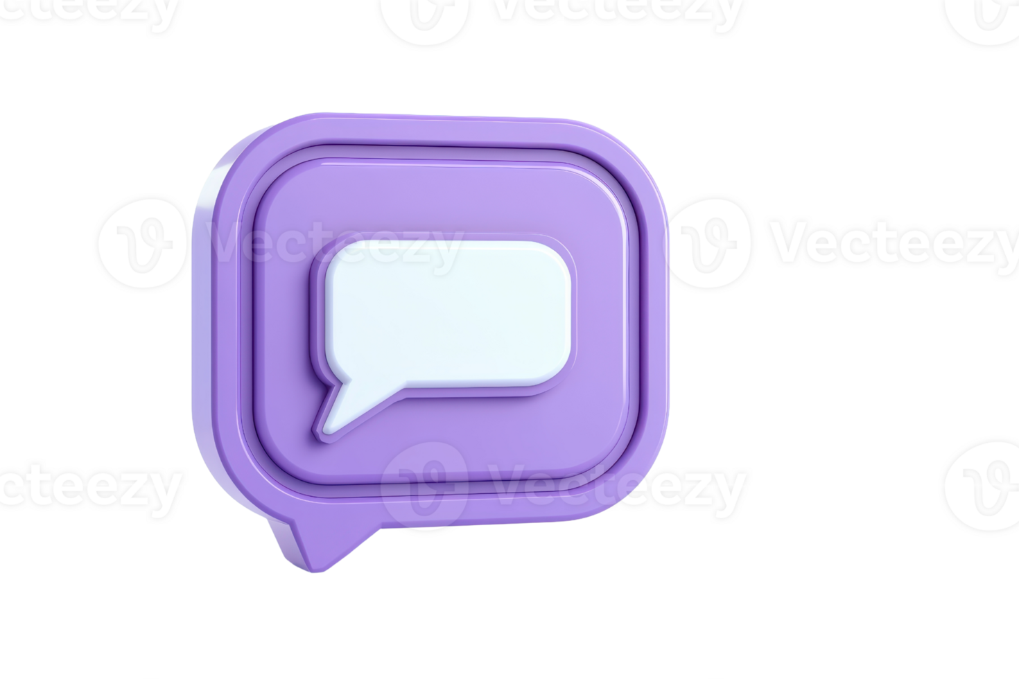 A purple speech bubble icon with a white message symbol, representing communication and conversation. png