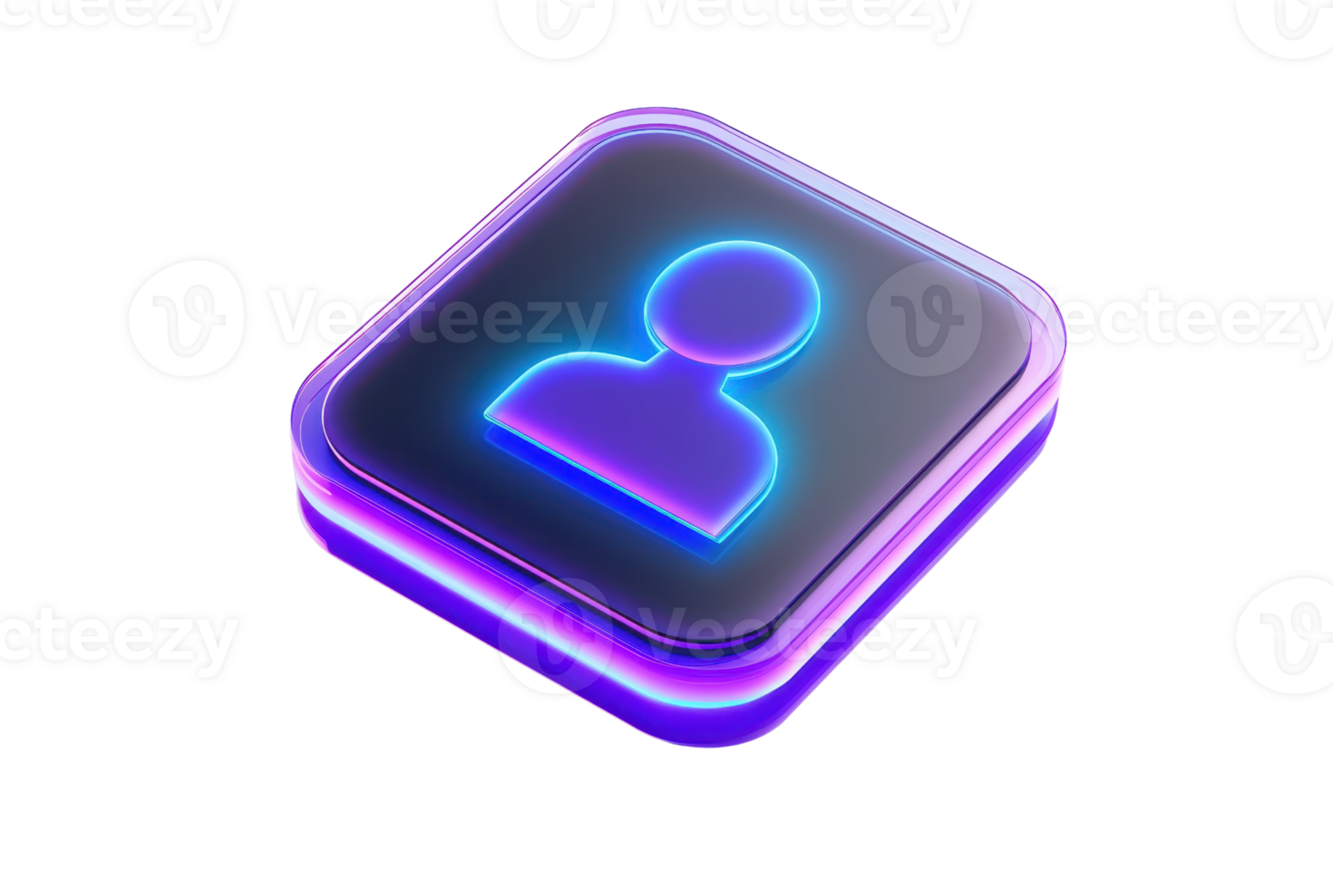 A glowing icon featuring a stylized human figure, set within a sleek, rounded square design. png