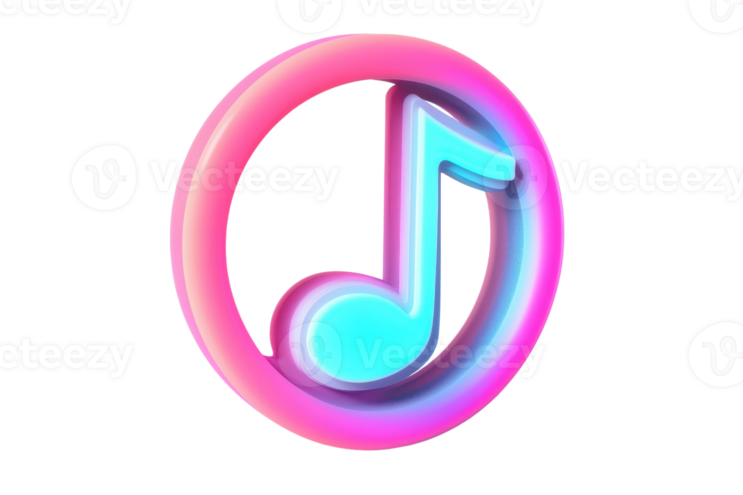 A vibrant music note icon enclosed in a circular shape, featuring a gradient of pink and blue colors. png