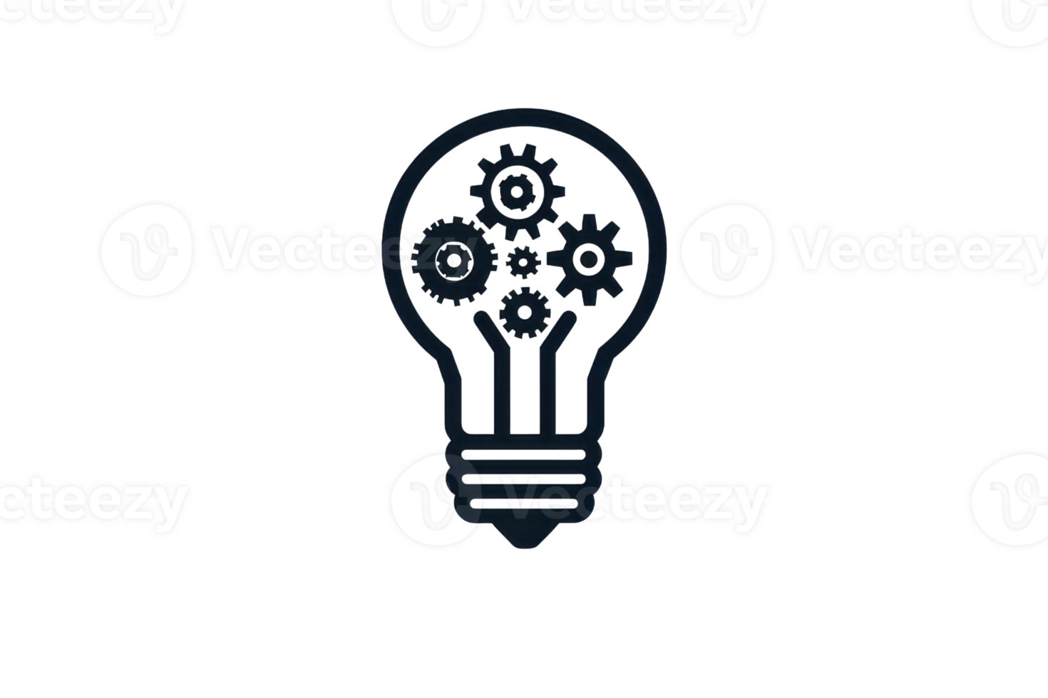 A light bulb featuring gears inside, symbolizing innovation and the fusion of ideas and technology. png