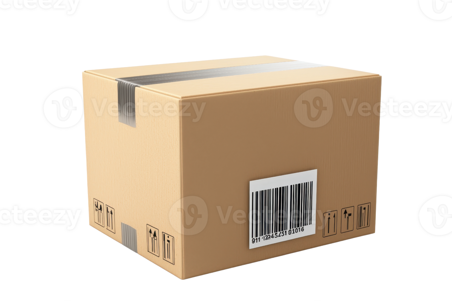 A cardboard box featuring a barcode label, commonly used for shipping or storage. png