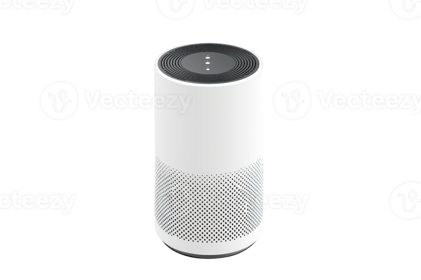 A sleek, cylindrical device designed for smart audio playback and voice interaction, featuring a minimalist white finish. png
