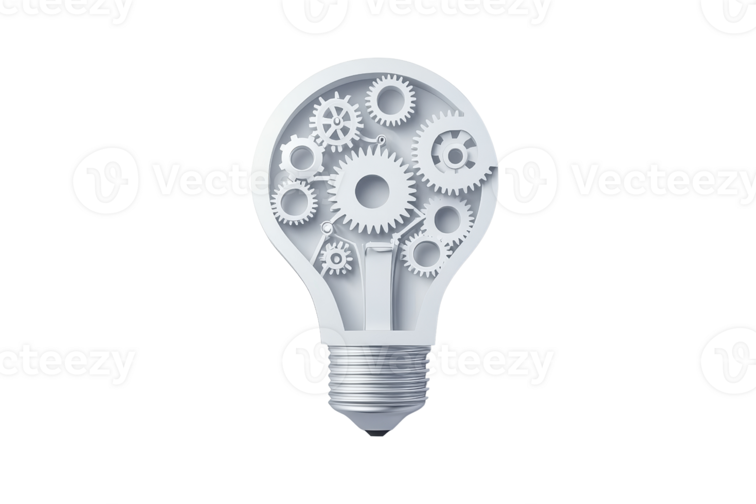 A light bulb design featuring intricate gear mechanisms, symbolizing innovation and creativity in technology. png