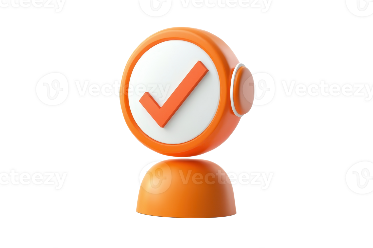 A stylized orange checkmark symbol sits on a circular base, representing approval and confirmation. png